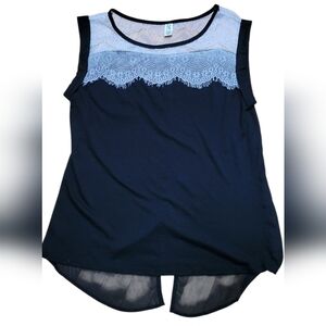 Hybrid & Company Black and Gray Lace Tank Top